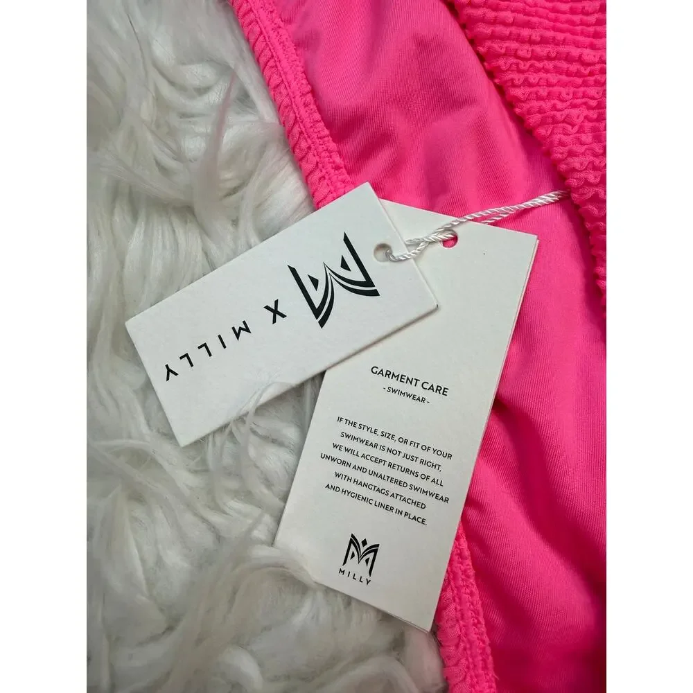 Milly‎ Margot Solid Bandeau Bikini Set Size M Pink NWT REVOLVE Resortwear